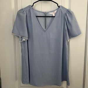 LC Lauren Conrad Light Blue Striped Blouse